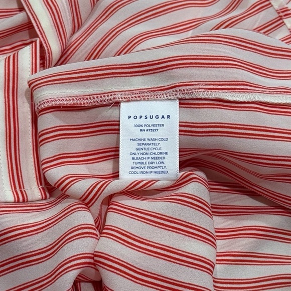 NEW Popsugar Red and White Candy Striper Long Sleeve Blouse Top Size M - Picture 7 of 9